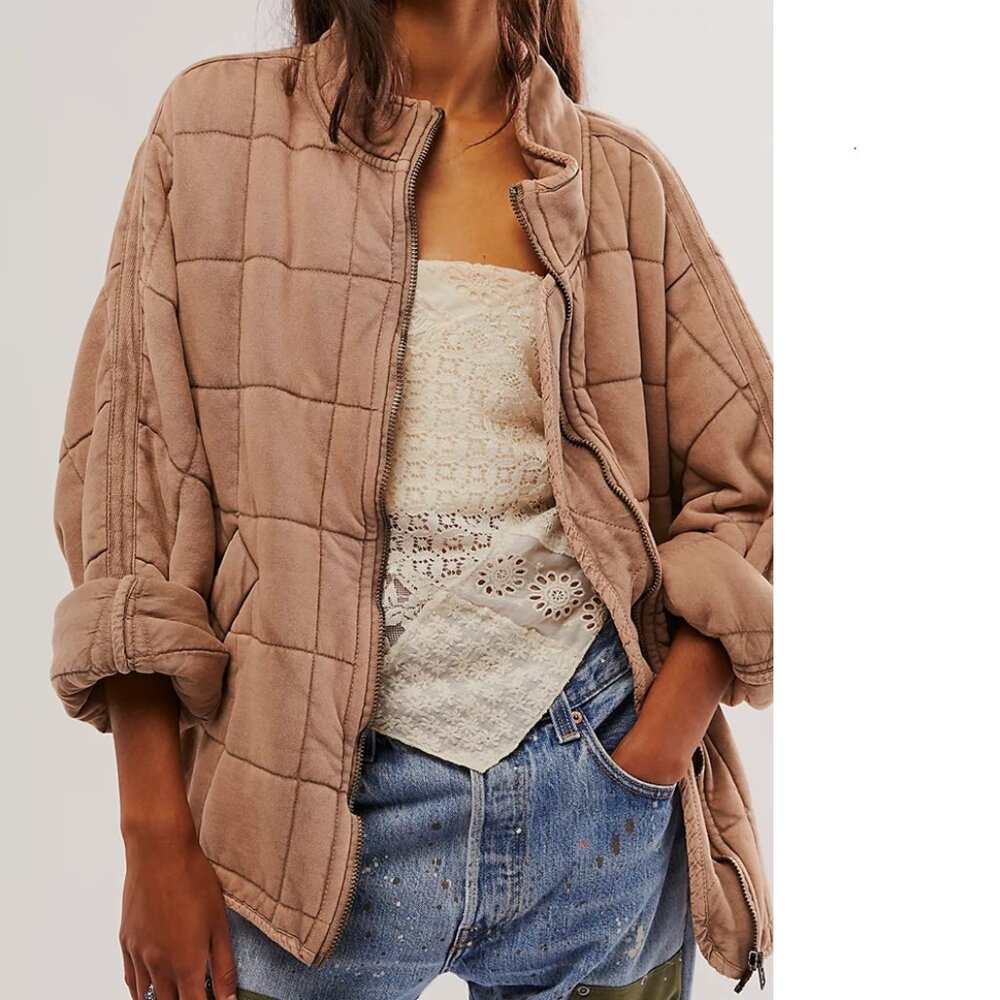 Free People Dolman Quilted Knit Jacket Oversized Medium - Picture 3 of 16
